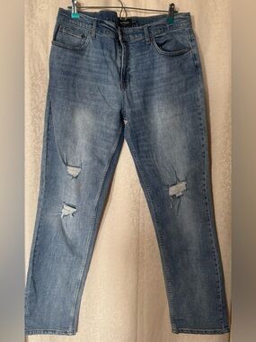 RSQ Jeans, Men’s Size 34 X 32 Blue Denim, Distressed, Relaxed Tapered Jeans